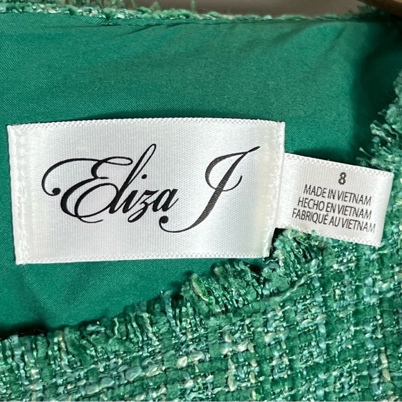 Eliza J Tweed Shift Dress Size 8 Green Sleeveless Crewneck Office Mini Classic - Picture 12 of 15